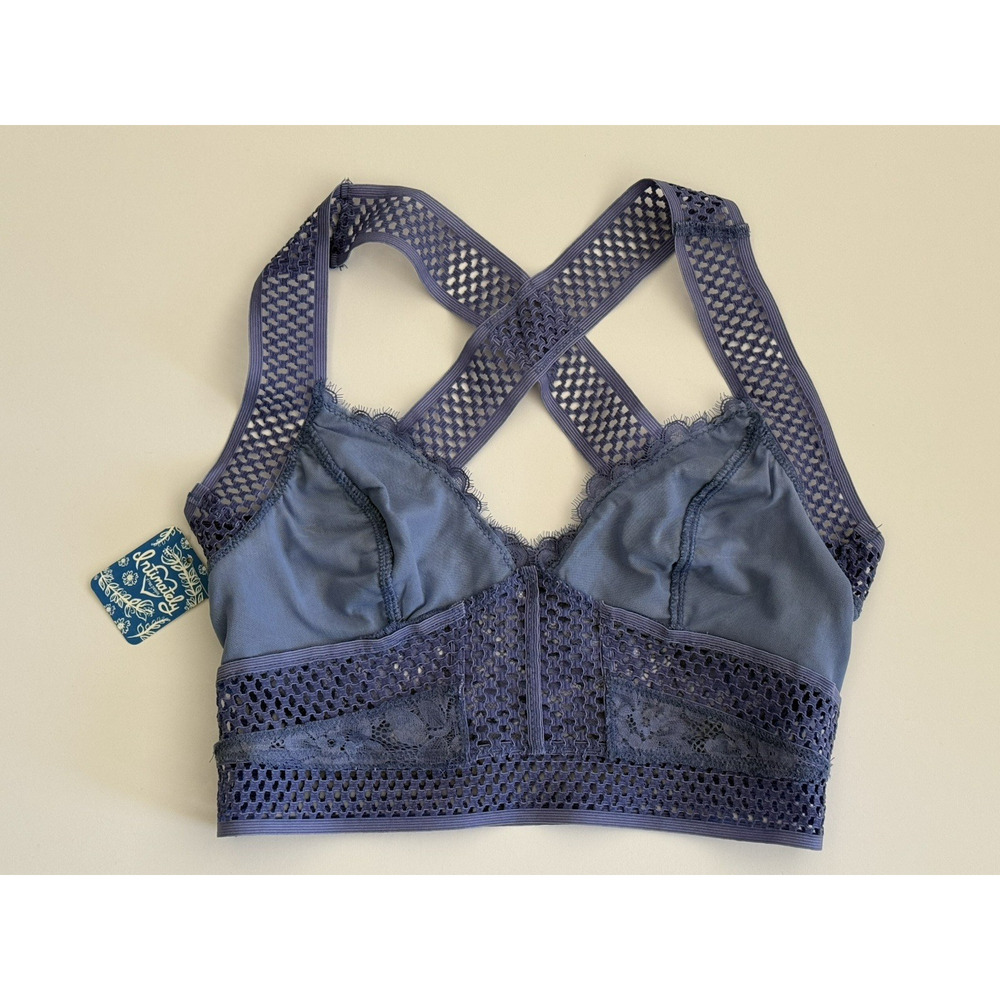 NWT Free‎ People INTIMATELY Sitting Pretty Floral Lace Brami Egret Blue Size S - Picture 15 of 16